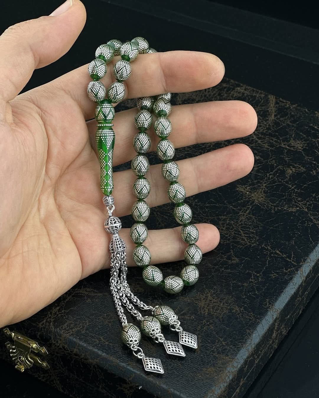 GÜMÜŞ İŞLEME ARPA KESİM ATEŞ KEHRİBAR TESBİH