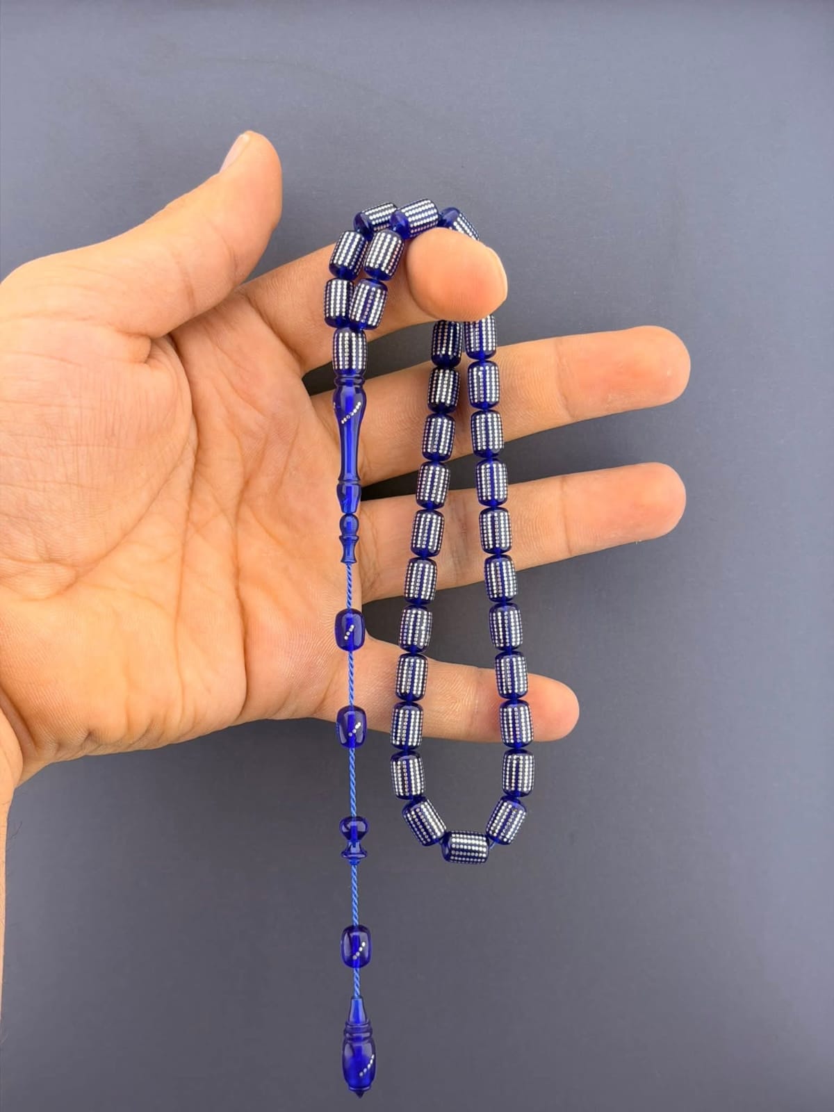 GÜMÜŞ İŞLEME KAPSÜL KESİM SİSTEMLİ ATEŞ KEHRİBAR TESBİH