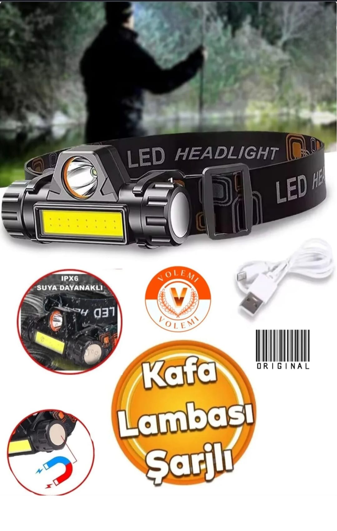 Şarjlı LED Kafa Lambası | IPX6 Suya Dayanıklı, 90 Ayarlanabilir, Manyetik, Kamp ve Outdoor Kullanım