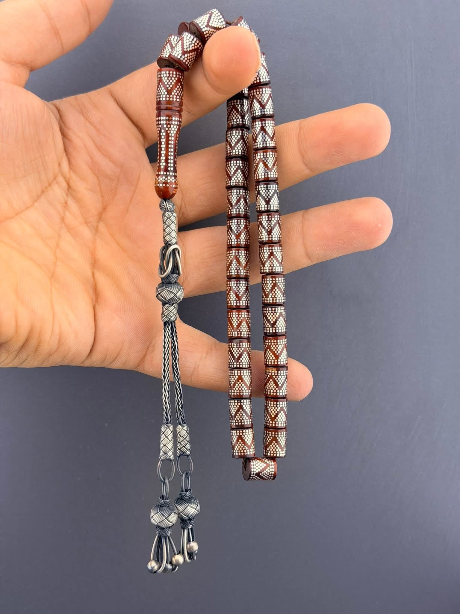 GÜMÜŞ İŞLEMELİ KESME KUKA TESBİH