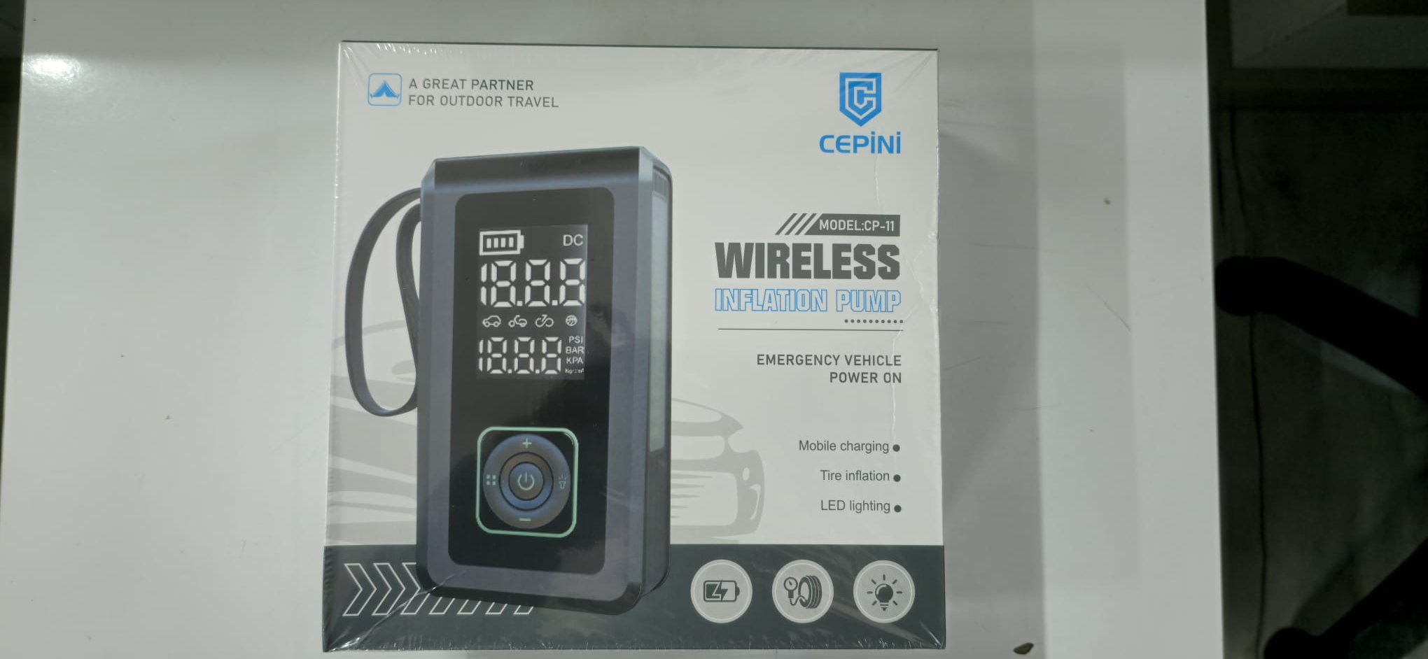 Şarjlı Pompa, Starter Akü Takviyesi, Fener, Powerbank Özellikli, Taşınabilir Kompresör, Araç Pompası